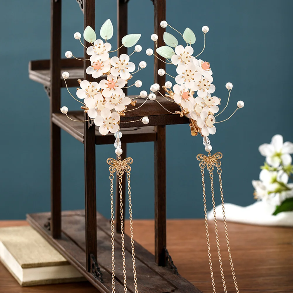 

1 Pair Chinese Style Tassel Hairpins Hair Clips For Women Hanfu Headdress Decorative Hair Accessories Daily