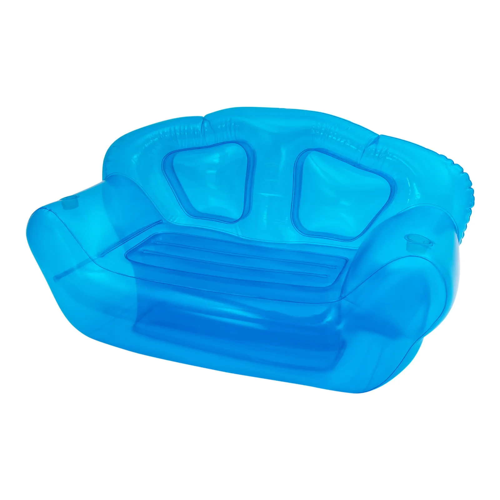 أريكة مزدوجة قابلة للنفخ، أريكة PVC محمولة مع حاملات أكواب - استخدام داخلي وخارجي للتخييم والشاطئ والنوم والحفلات (Blu) #5