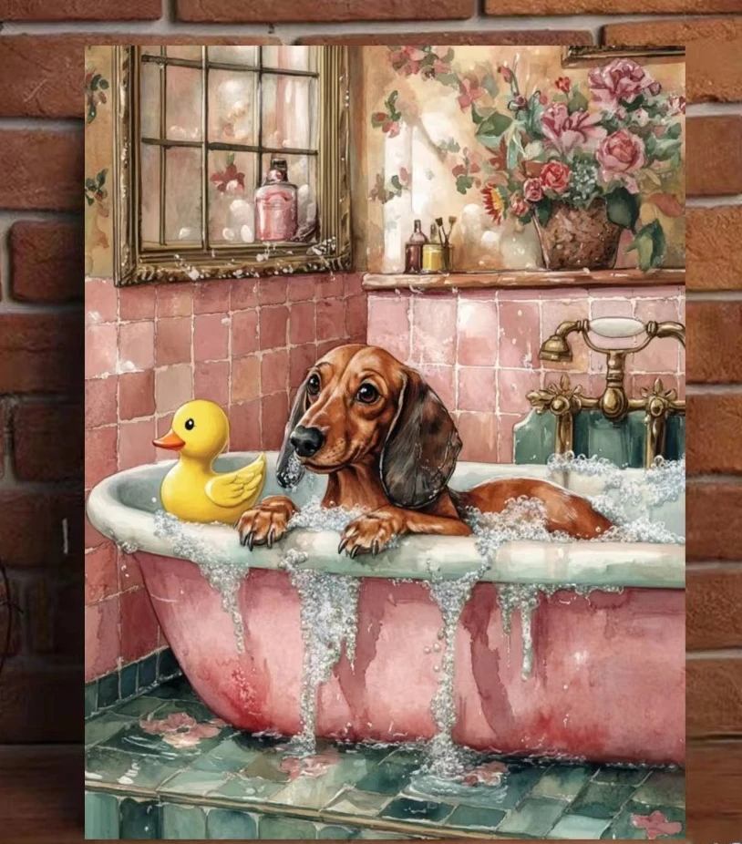

Whimsical Dog Bath 500/1000/1200/2000 PCS Jigsaw Puzzles Family Activity Relaxing Games for Living Room Home Decor Gift