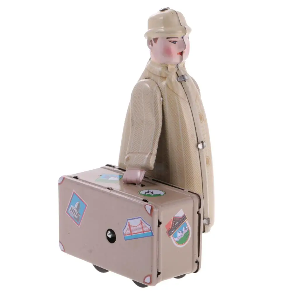 Vintage Tin Toy Walker Metal Clockwork Traveller Passenger Collectible Tinplate Toy for Home Decoration