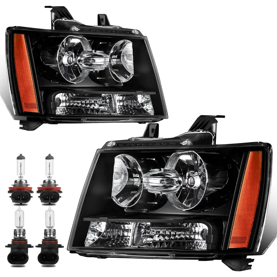 مجموعة مصابيح أمامية متوافقة مع 2007-2014 تشيفي تاهو سوبربان 1500/2007-2013 شيفروليه أفالانش سوبربان 2500 مع لمبة مع B #1