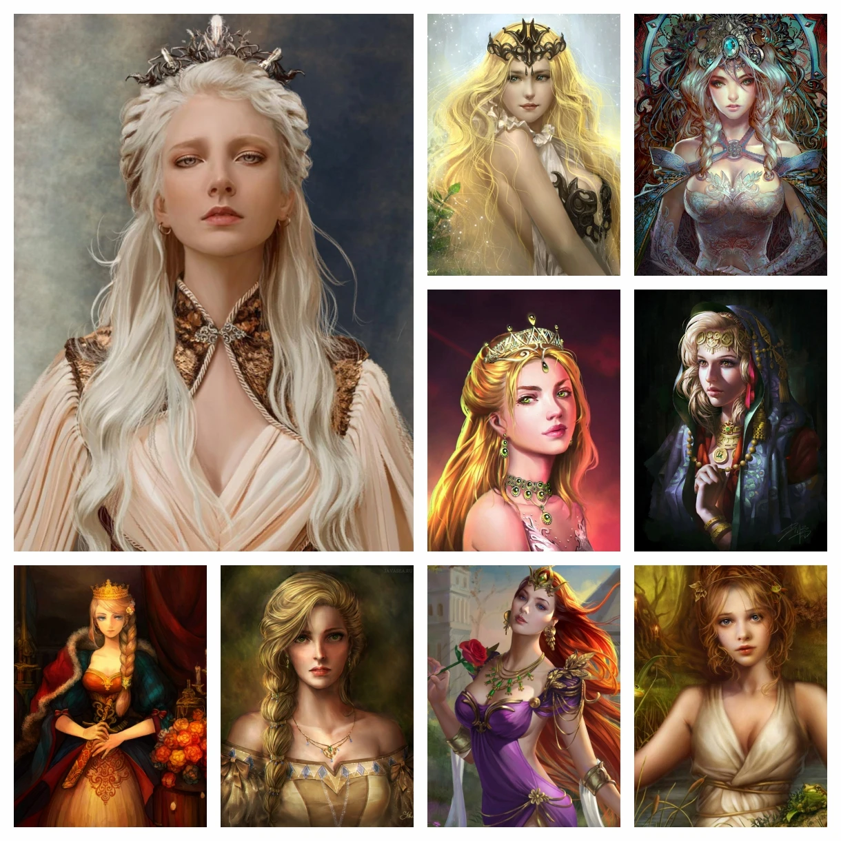 

Classical Fantasy Fairy Girl Diamond Painting Princess Woman Portrait Wall Art Cross Stitch Embroidery Picture Mosaic Home Decor