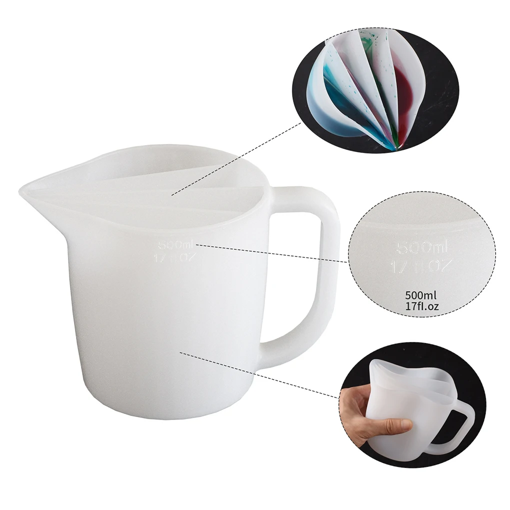 

Чашка для смешивания смолы с ручкой, 17 унций/500 мл, силиконовая разделенная чашка, художественные чашки для жидкости, набор инструментов для изготовления ювелирных изделий своими руками, аксессуары из смолы