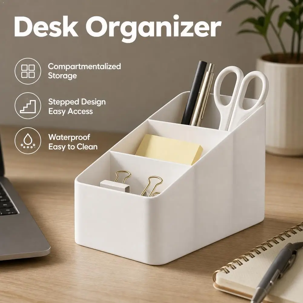 4 Slot Desktop Storage Box Remote Control Holder Tv Remote Control Phone Trapezoidal Basket Stationery Organizer Case Home Hotel