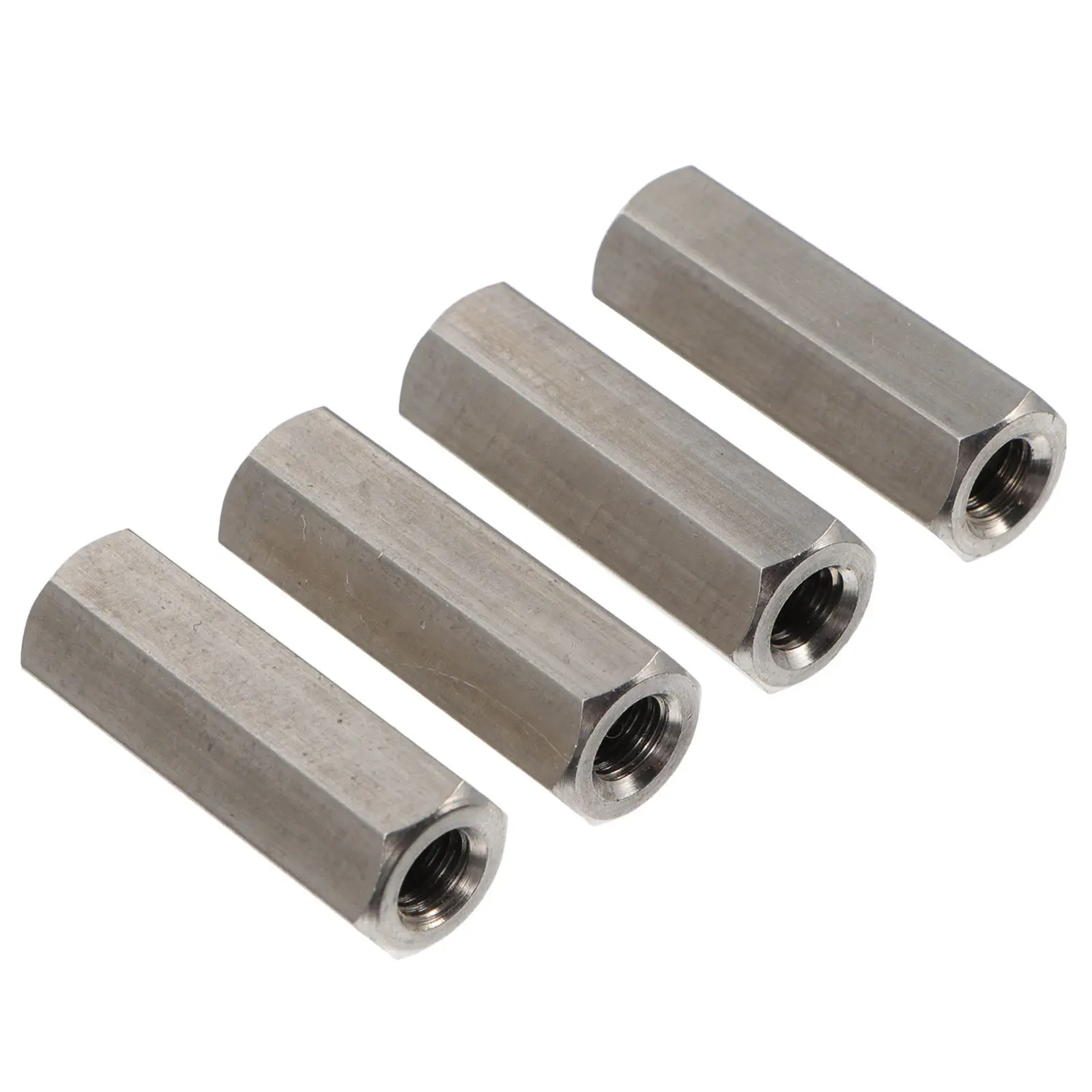 4Pcs Hexagon Nuts Corrosion Resistant Coupling Nuts Stainless Steel Female Thread Rod Hexagonal Connector for Outdoor Indoor Use