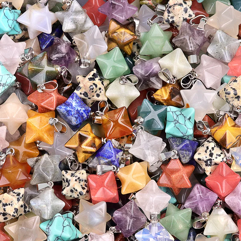 

10pcs/lot Jewelry AccessorDIY Natural Stone Hexagram Geometrical Figure Pendant Charms For Necklace