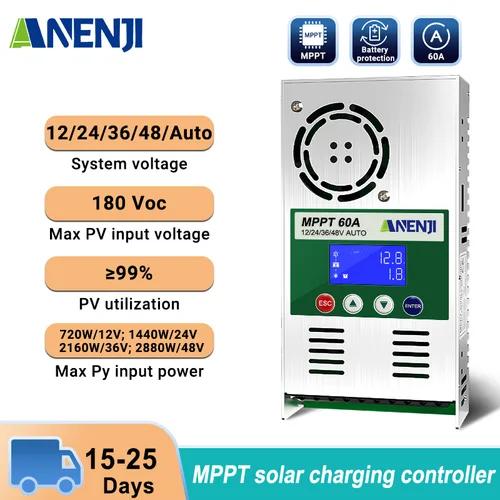 60A MPPT ソーラー充電コントローラソーラーパネルレギュレータ 12V 24V 36V 48V 自動最大 PV 180VDC 鉛酸リチウム電池用