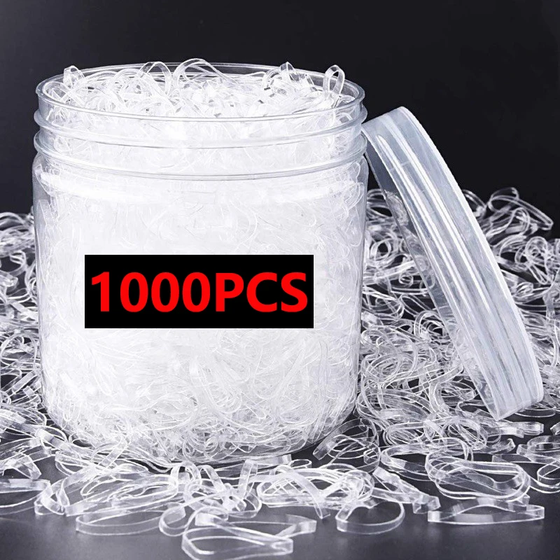 

1000Pcs/Set Girls Cute Transparent Disposable Elastic Hair Band Children Ponytail Holder Hair Ring Rubber Bands Hair Accessories