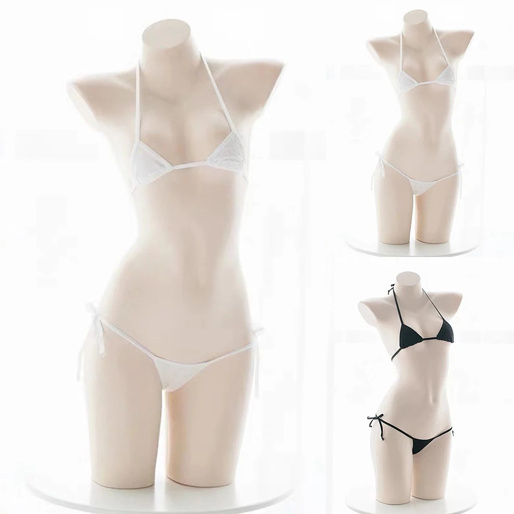 Frauen Sexy Dessous Pyjamas Mini Bikini Riemchen Unterwäsche Slips BH + Höschen Set Bademode Beachwear