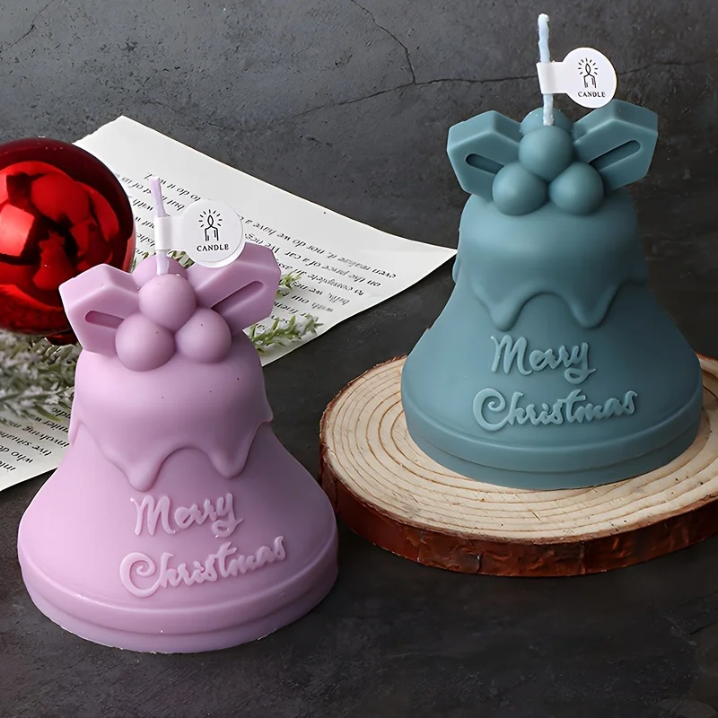 3D Christmas Bell Silicone Mold for Scented Soap, Candles & Resin Crafts - DIY Epoxy and Gypsum Clay Casting Tool for Festive