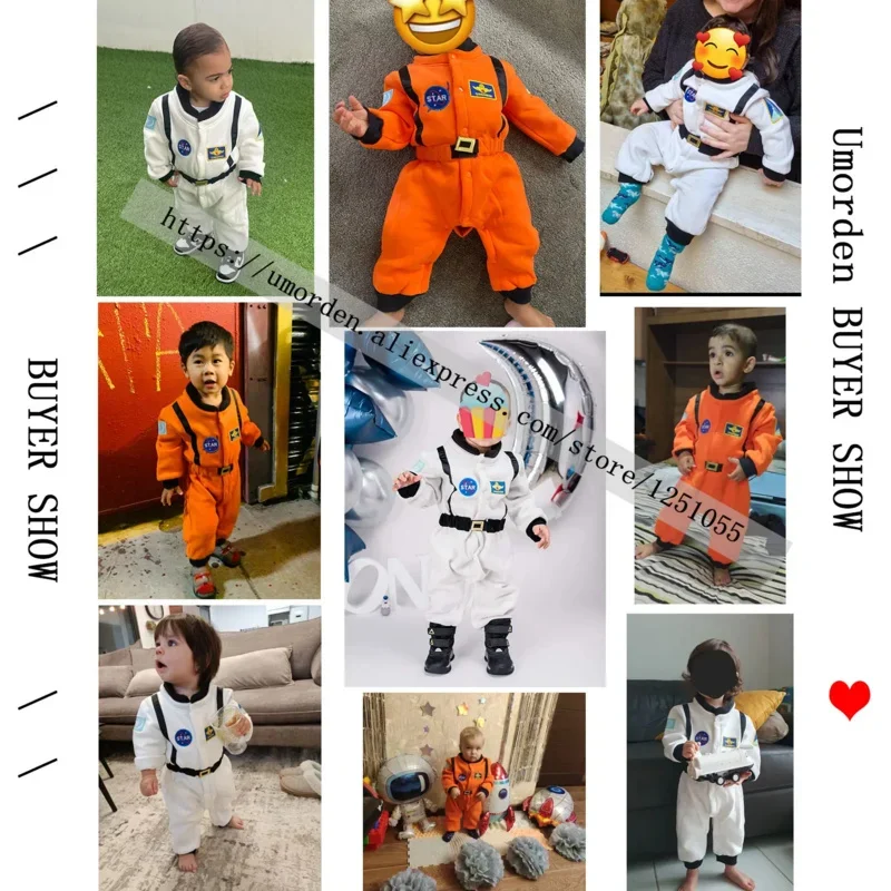 EE01 Umorden Costume da astronauta Tuta spaziale Pagliaccetti per neonati Neonati per bambini Halloween Natale Festa di compleanno Cosplay Fa & 0Ww