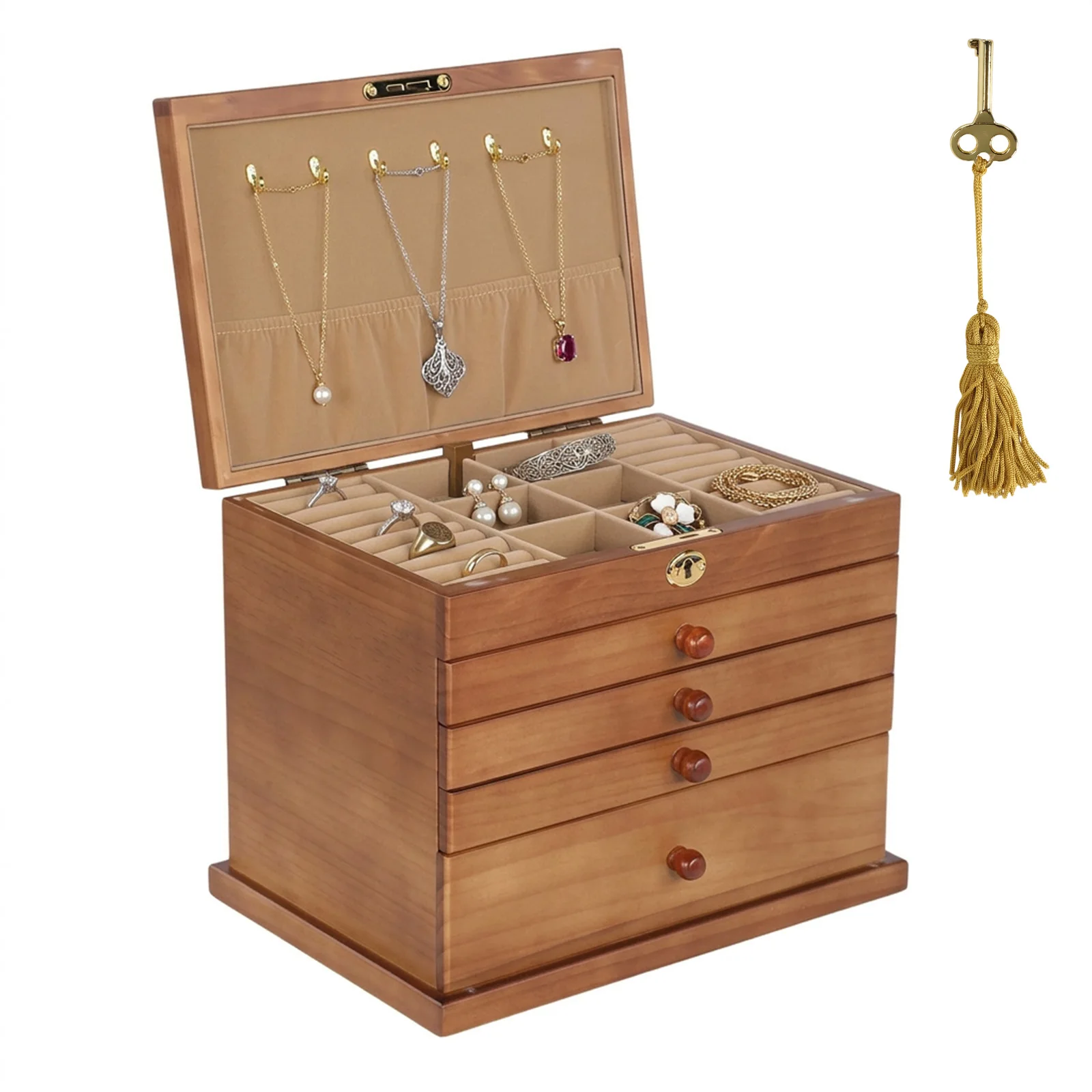 5 Layer Jewelry Cabinet with Lock and Key