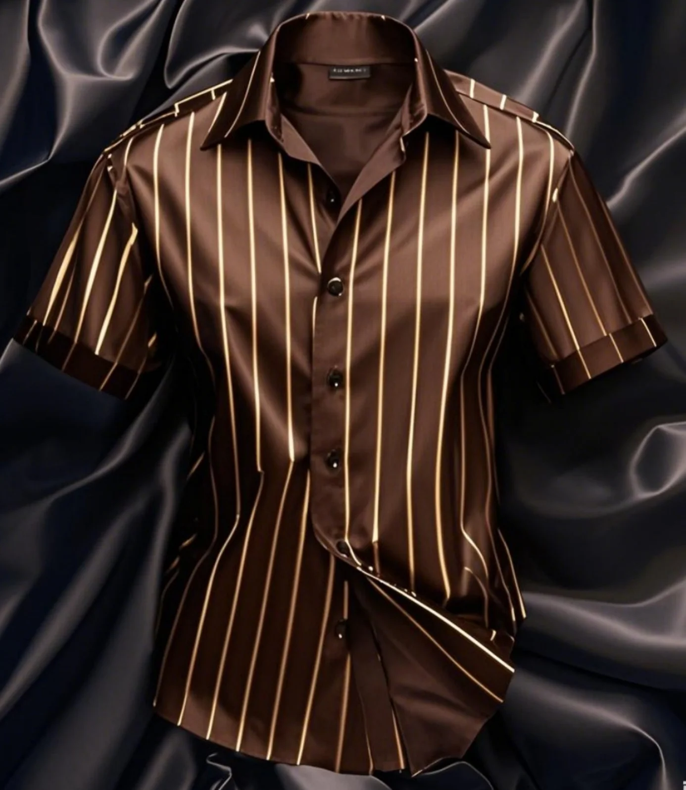 ファッションメンズストライプシャツスタイリッシュカジュアルアウトドア半袖ラペルボタンソフトで快適な素材新しいホットセールプラスサイズ