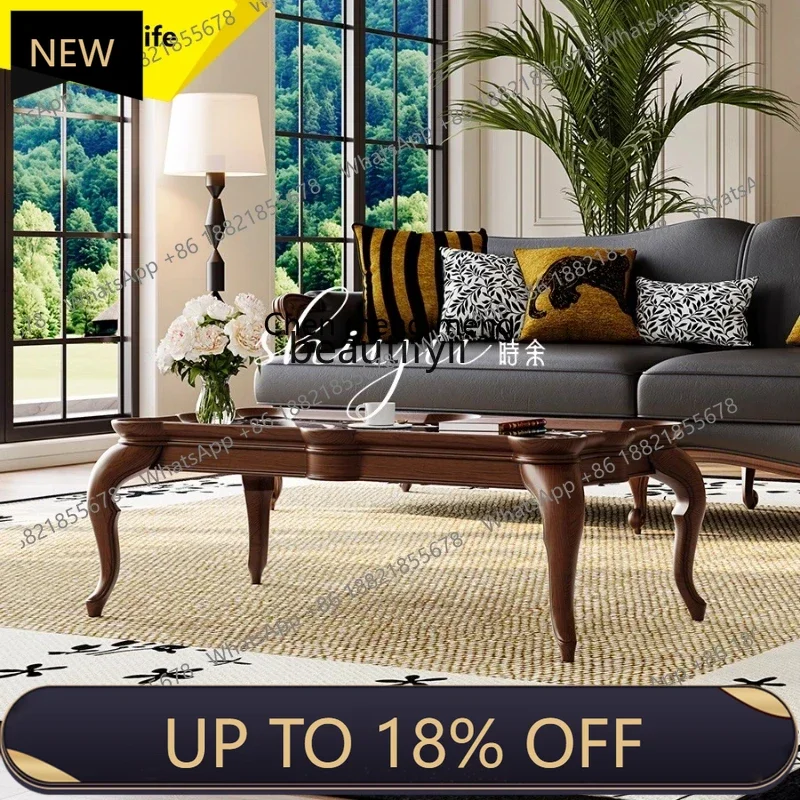 

P178 Coffee Table American Retro Coffee Table French Solid Wood Rectangular Small Apartment Living Room Home Use