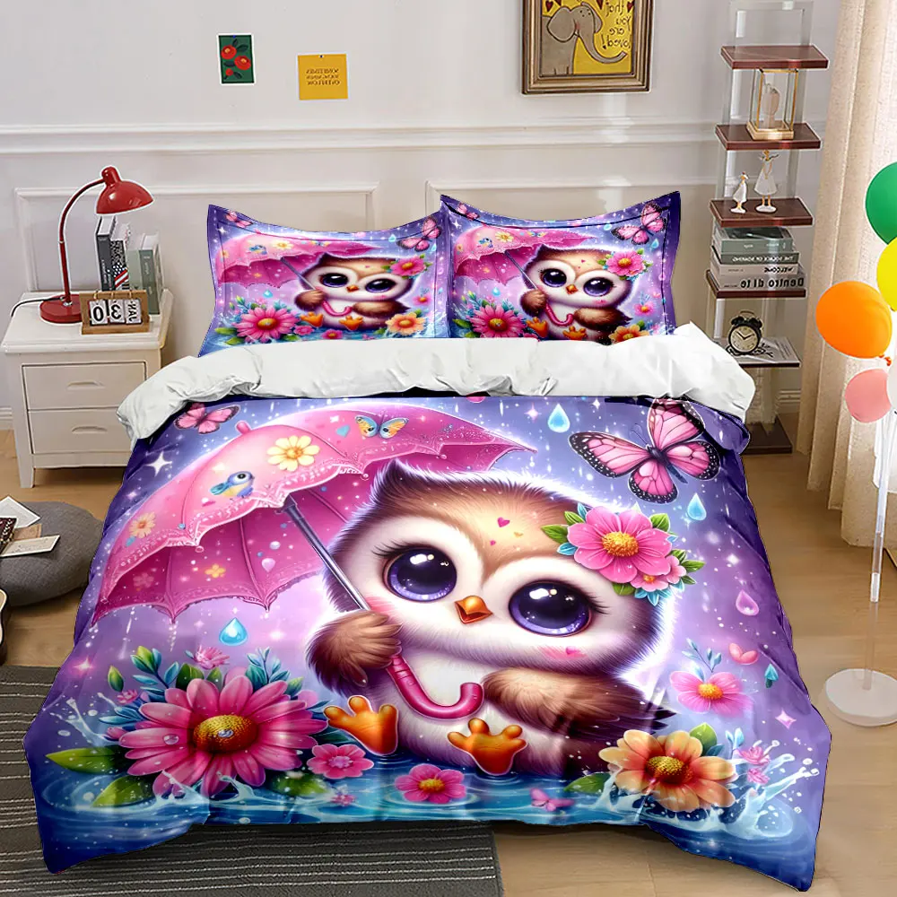 

Cute Animal Umbrella Art Set Multiple sizes kid's and adults' bedroom Exquisite 3PC bedding set, gift