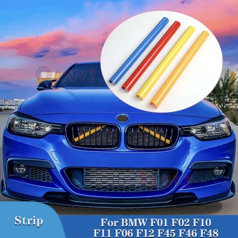 2Pcs Car Strip Sticker Cover Front Grille Trim Strips Car Styling For Bmw F01 F02 F10 F11 F06 F12 F45 F46 F48 X1 5/6/7 Series