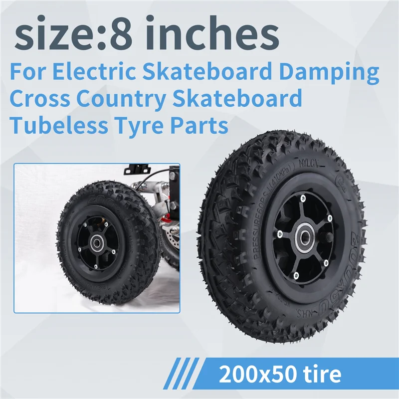 

【Price Drop !!】Rear Wheel 8 Inch 200X50 Pneumatic Tires For Electric Skateboard Damping Cross Country Skateboard Tubeless Tyre P
