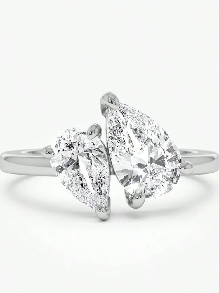 925 فضة البساطة الكلاسيكية الزركون قطرة الماء الدائري للنساء المشاركة الزفاف الفاخرة عالية الجودة غرامة مجوهرات #4