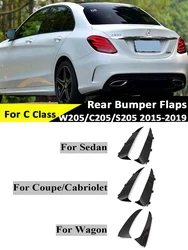 For Mercedes Benz C Class W205 C205 S205 A205 Carbon Fiber Rear Canard Flaps AMG Coupe Sedan Wagon Cabriolet Gloss Black Parts