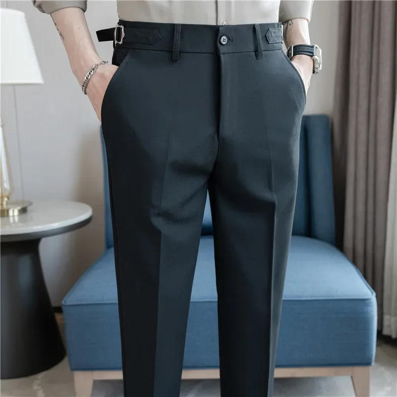 Men Suit Pants 2024 Autumn British Style Casual Slim Fit Trousers Solid Party Wedding Formal Dress Pants Fashion Men Clothing