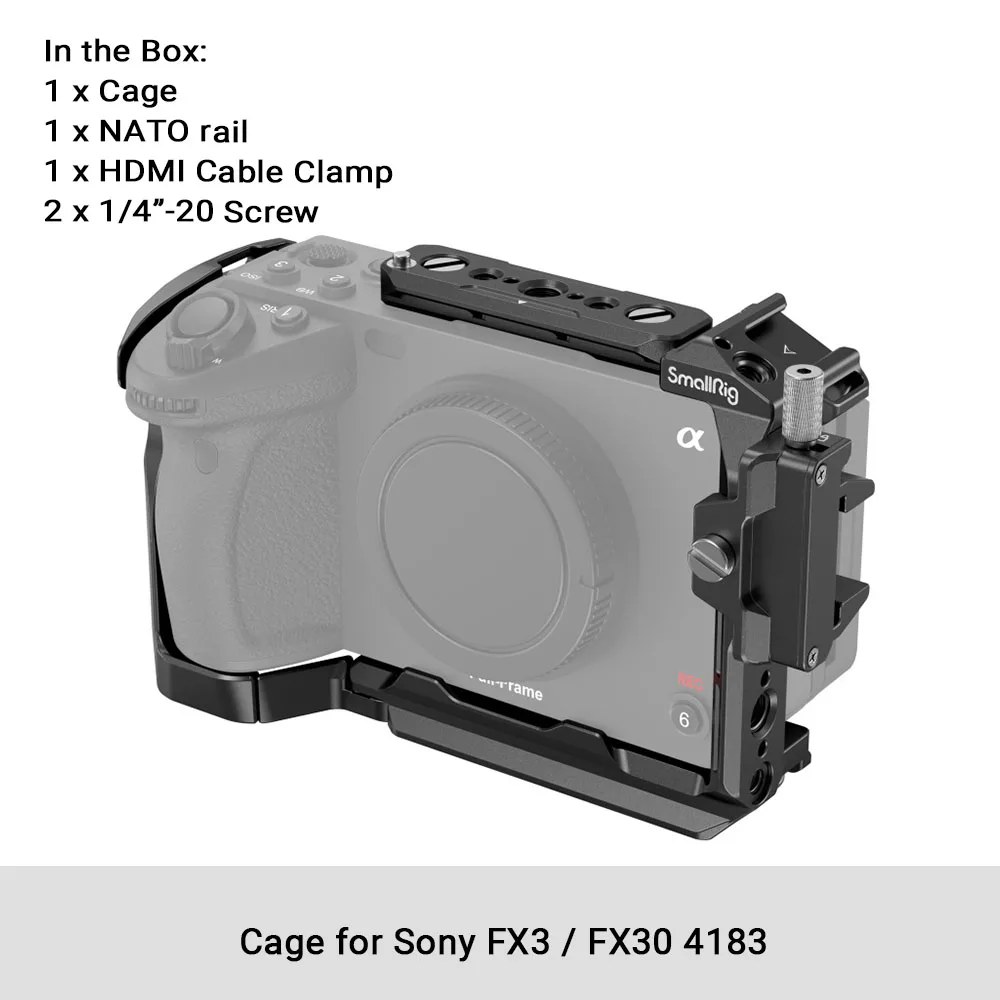 SmallRig FX30 FX3 Handkäfig-Set für Sony FX30 FX3 mit XLR-Griffverlängerungsgerät, Handschlaufe und Kabelklemme – 4184