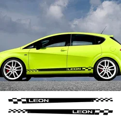 2PCS Car Door Side Skirt Lattice Vinyl Stickers Racing Graphical Auto Body Decor Wrap Decals Accessories For Seat Leon MK3 MK2