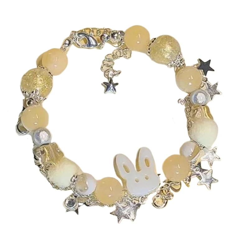 Sweet Cool Star Beaded Bracelet Pentagrams Rabbit Beaded Bracelet Bangle Female Temperament Jewelry Perfect for Daily Wear