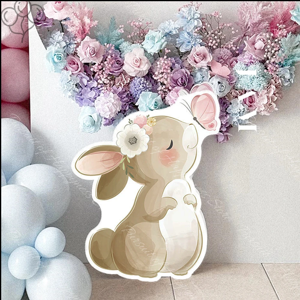 Toile de fond découpée lapin pour décoration de fête d\'anniversaire, forme de jungle, tableau de mosaïque de lapins, fête préChristophe et safari,