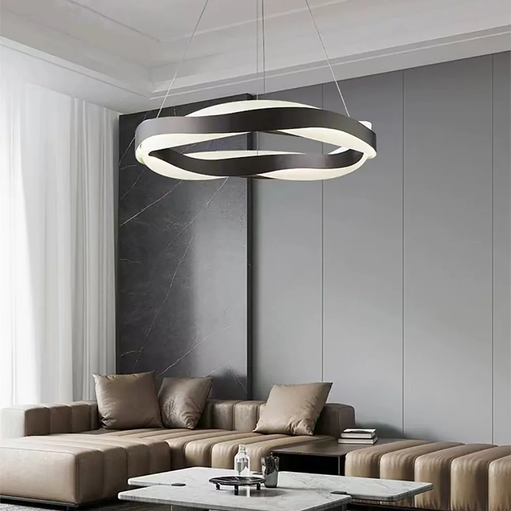 Nordic Modern Ring LED Dimmable Chandelier For Living Room Bedroom Dining Table Pendant Lamp Home Decor Lighting Lustre Fixtures