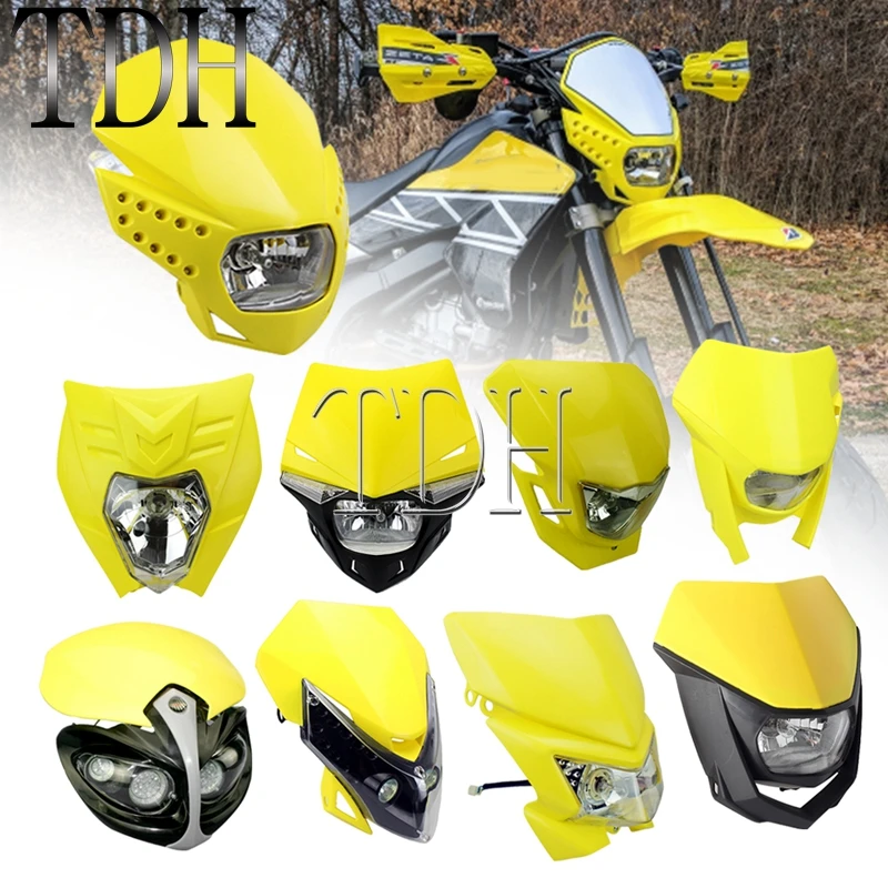 Enduro Motocross Headlight Plate for Suzuki DRZ RMX DR Kawasaki Universal Headlamp Dirt Bike Headlights Motorcycle Accessories