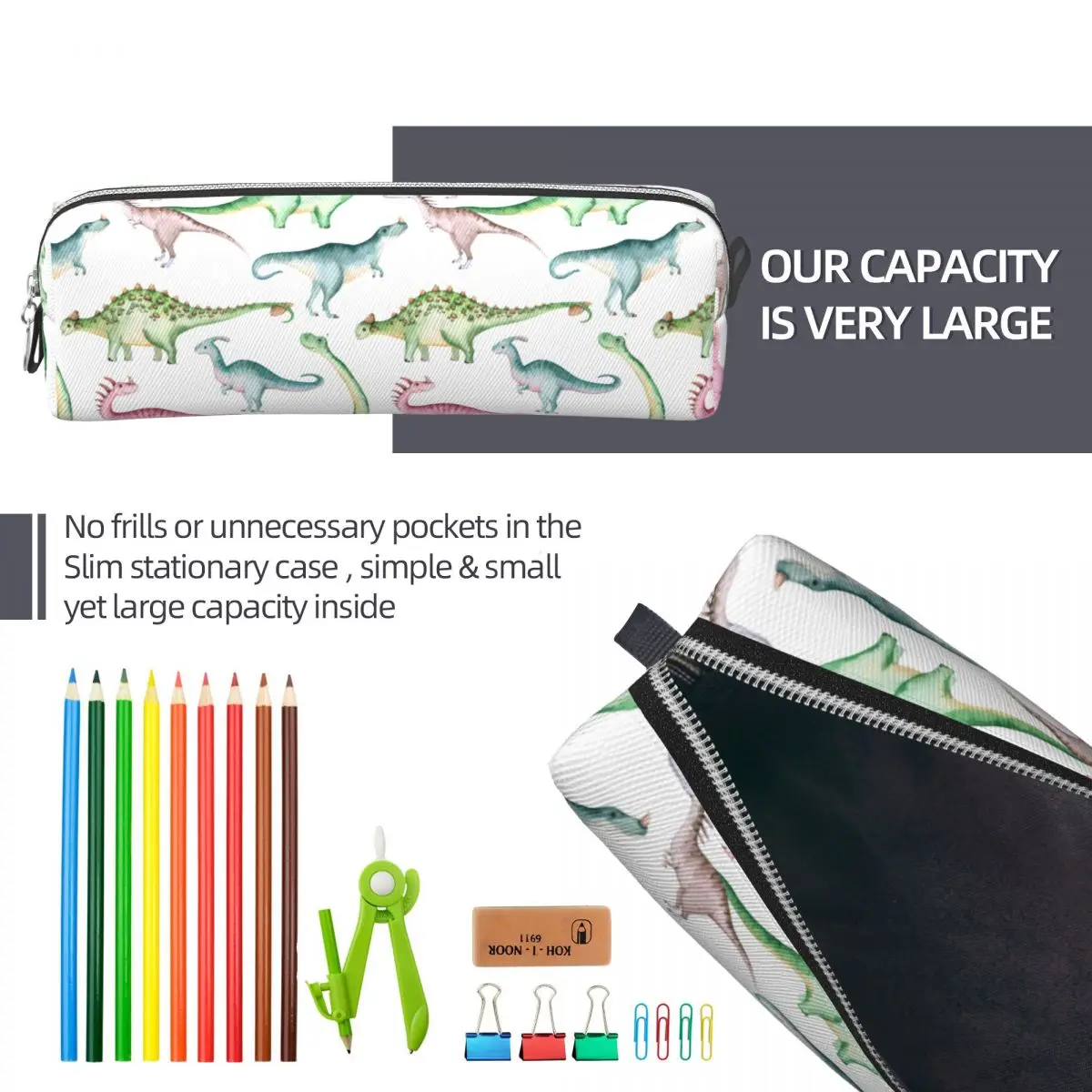 Estuche para lápices de dinosaurio bonito, estuches para lápices de animales cretácicos, caja de bolígrafos para niñas y niños, bolsas de gran capacidad, suministros escolares, papelería de regalo