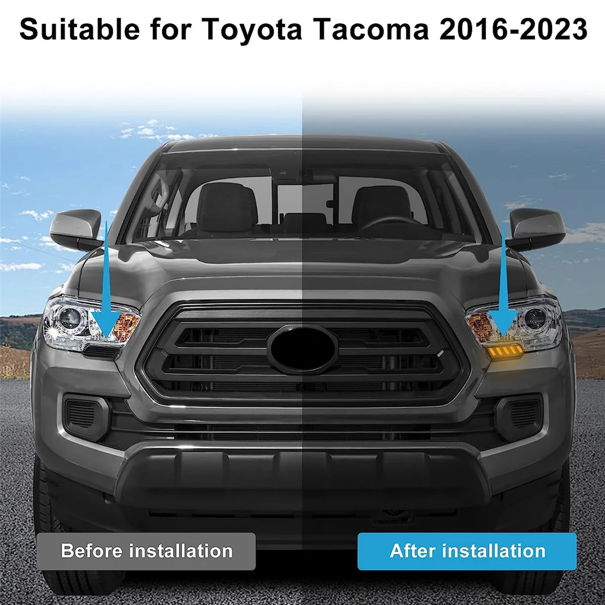 Led Dagrijverlichting Voor Toyota Tacoma 2016-2023, Amber Sequentiële Flitsrichtingaanwijzer Drl Koplamp Aan De Voorkant