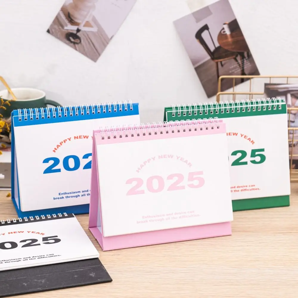 Simple Standing Flip 2025 English Desk Calendar Table Schedule Desktop Calendar Daily Monthly Planning Table Planner Gifts