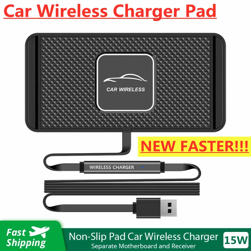 15W Wireless Car Charger Silicone Anti-skid Pad Cradle Dock for iPhone 14 13 X Fast Car Wireless Charging Stand Car Modification