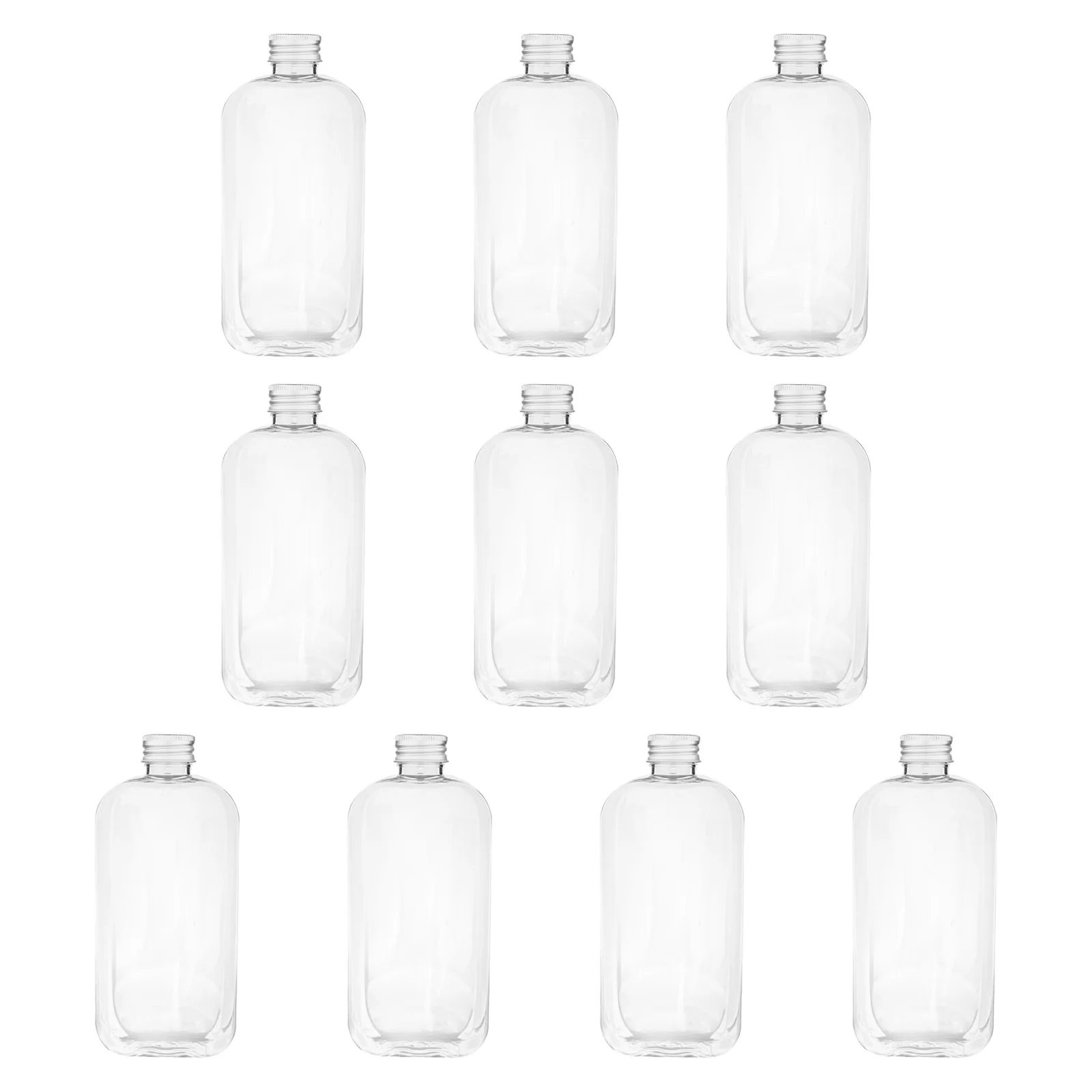 Barattolo di plastica trasparente per bottiglie vuote da 10 pezzi per succo d'acqua Contenitore per bevande riutilizzabile da viaggio Parte superiore a vite a tenuta stagna