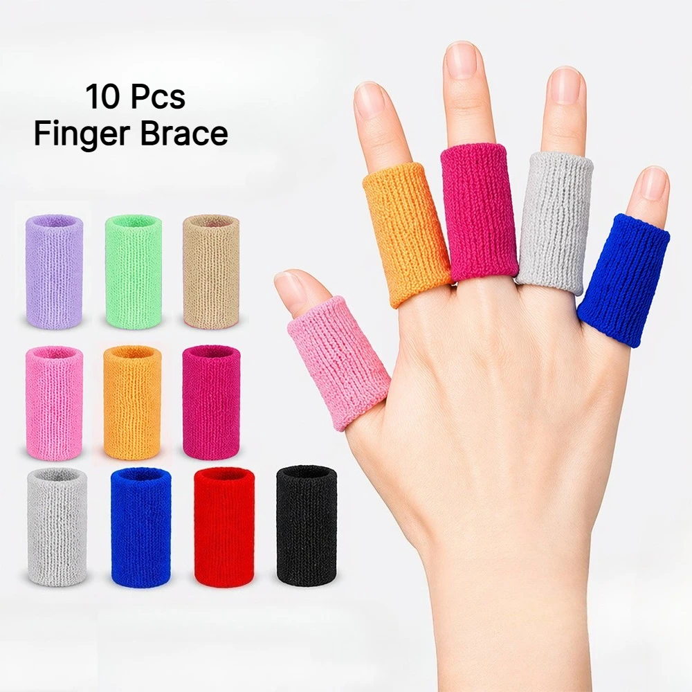 10Pcs Sport Finger Elastic Guard Sleeve Basketball Protective Arthritis Support Wicks Sweat Anti-slip Joint Breathable Protector