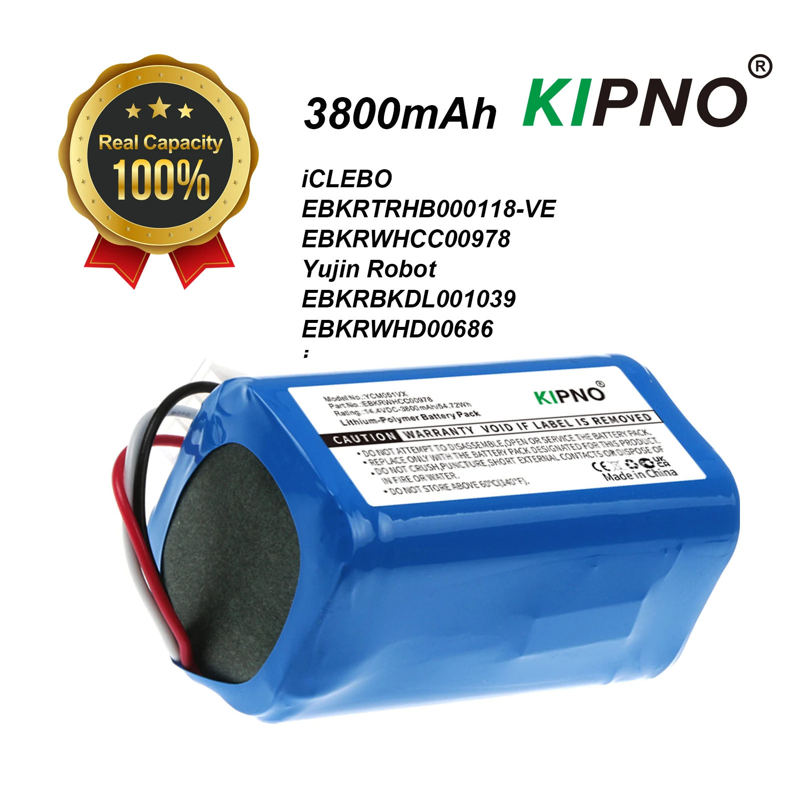 

Вакуумный аккумулятор 3800 мАч iCLEBO EBKRTRHB000118-VE EBKRWHCC00978 Yujin Robot EBKRBKDL001039 EBKRWHD00686 iClebo Smart YCR-M04-1