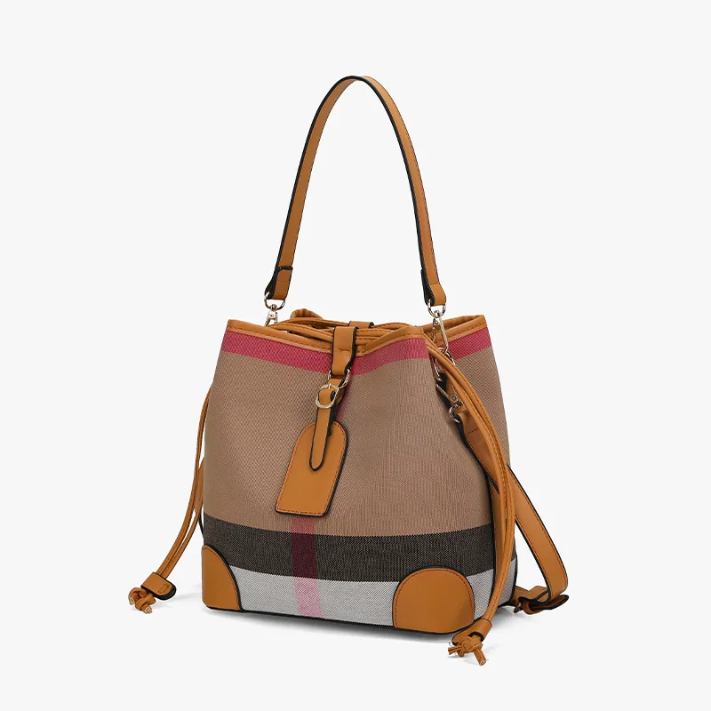 Designer Bucket Bags For Women Luxury Canvas Leather Handbags And Purses Ladies Tote Famous Brand Crossbody Shoulder Bag Brown