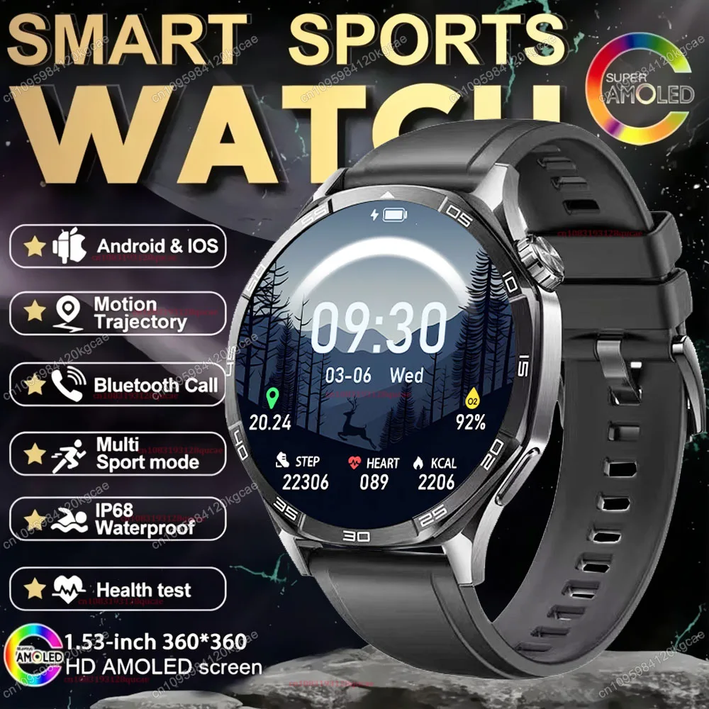 Nouvelle montre connectée Watch 7 Pro avec appels Bluetooth, écran AOMLED 1.53 pouces, moniteur de santé, tracker d'activité physique, étanche IP68, montre intelligente pour hommes Ht30