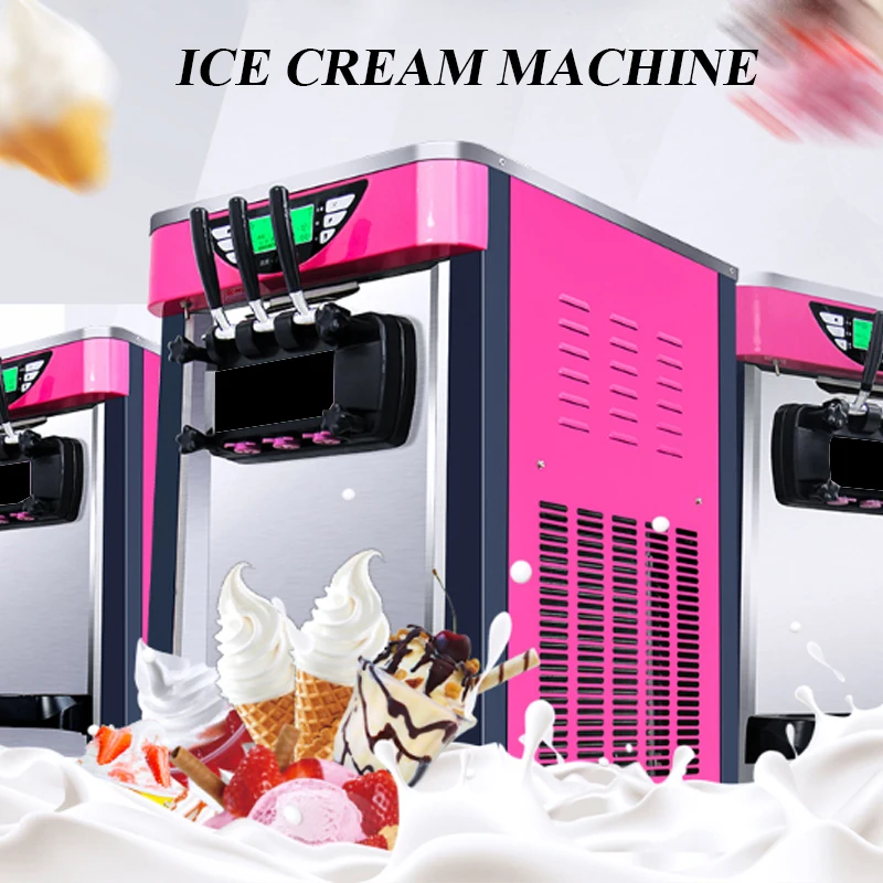Commercial Soft Ice Cream Machine 3 Flavors Desktop Ice Cream Cone Stainless Steel Ice Cream Machine For Sale