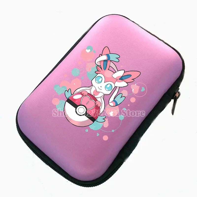 Cartoon Pocket Monster Eeveelution Print Portable Small Card Bag Earphone Data Cable Storage Bags Cute Eevee‌ Espeon Flareon