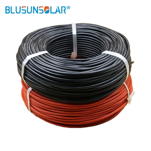 Czerwony + czarny kabel słoneczny przewód fotowoltaiczny 1500 V 12/10 AWG 4mm2 6mm2 kabel cynowana miedź XLPE płaszcz do paneli fotowoltaicznych