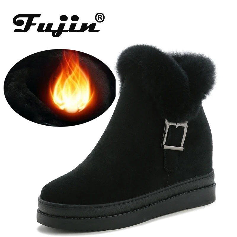 Fujin 7,5 cm scarpe firmate da donna in vera pelle di mucca autunno primavera slip on inverno stivaletti al ginocchio di alta marca stivaletti sneakers