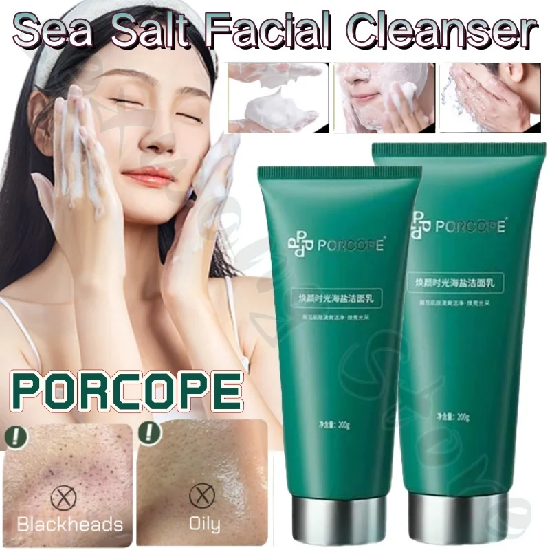 

PORCOPE sea salt amino acid facial cleanser cleans oil, gentle and delicate skin, improves blackheads and brightens skin 200g