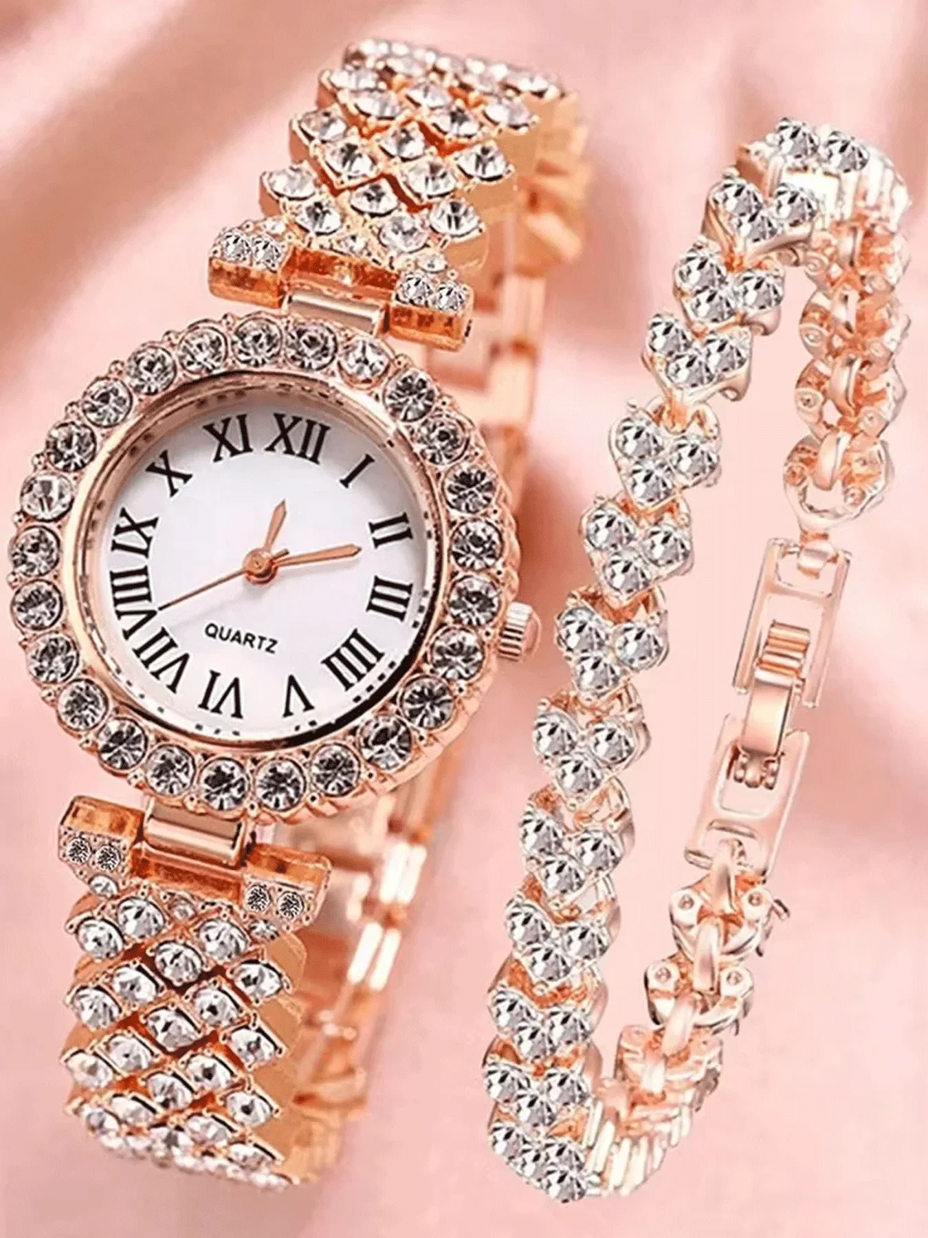 2-piece fashionable round versatile design, light luxury women's watch, women's high-end feel, business temperament set