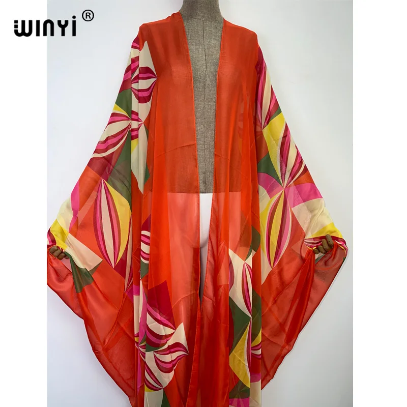 WINYI-cárdigan bohemio para mujer, KIMONO sexy de manga de murciélago para vacaciones y cóctel, color rosa, 2022