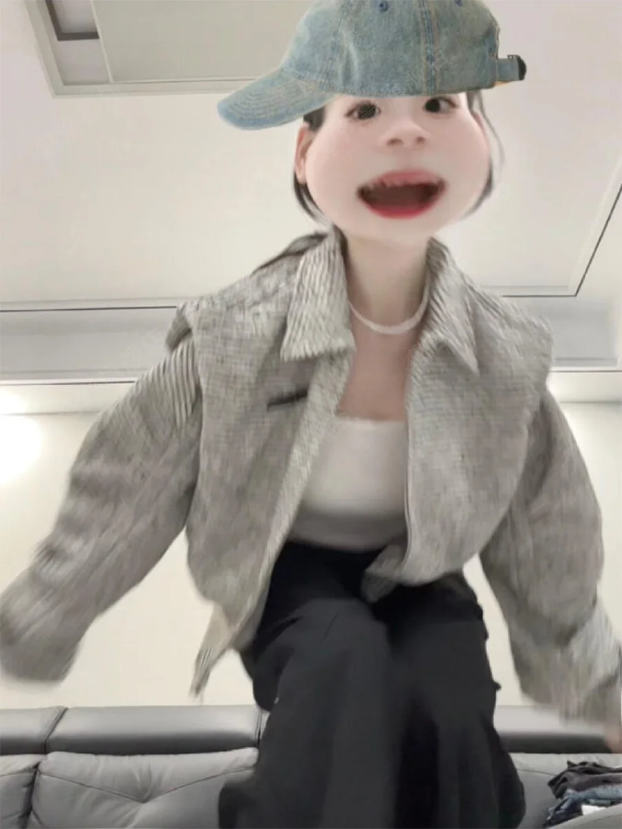 

Корейская укороченная бейсбольная куртка для женщин, осенне-зимняя, новая, высококачественная, в стиле ретро, гонконгский шик, прямой крой, на молнии