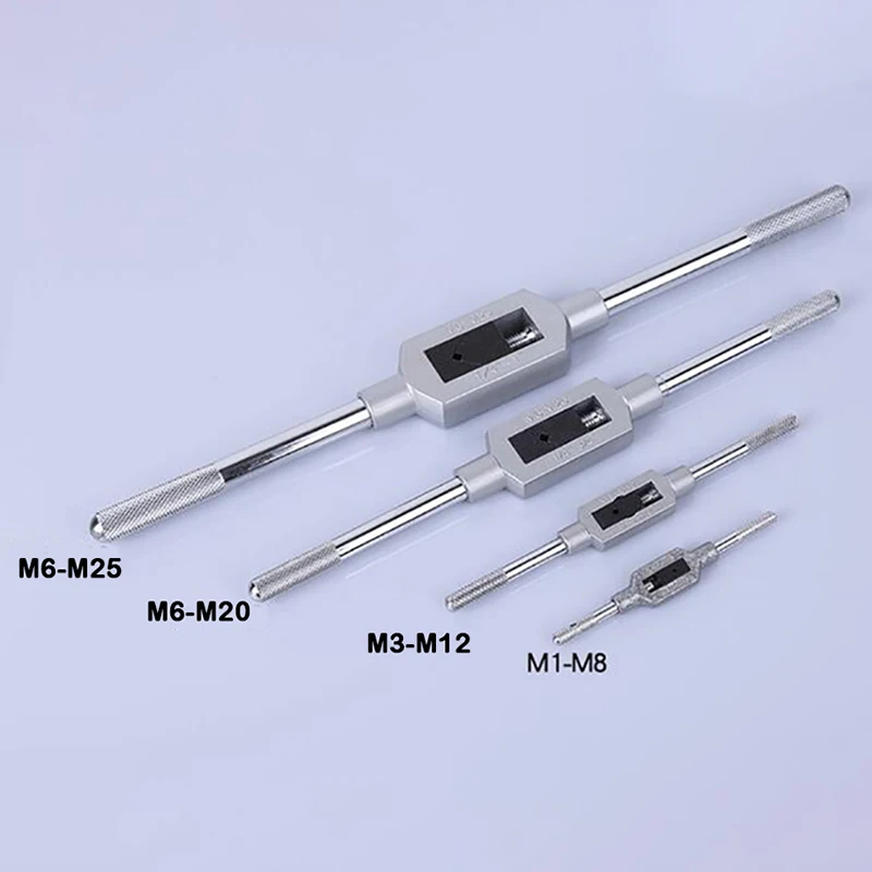 조정 가능한 핸드 탭 렌치 스패너 홀더, M1-M25 스레드 메트릭 핸들 태핑 리머 도구 액세서리, 탭 및 다이 4 가지 유형 선택