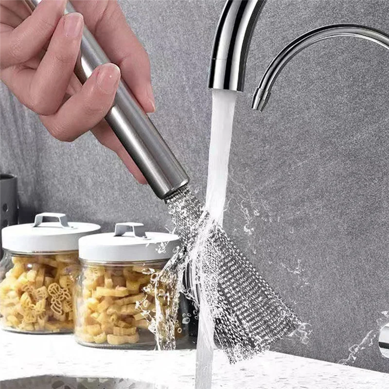 Top Sale Brush For Kitchen Stainless Steel Wire And Handle With Hang Hook Scrub Dish Pot Stove Plate, Easy To Use Fine Workmansh