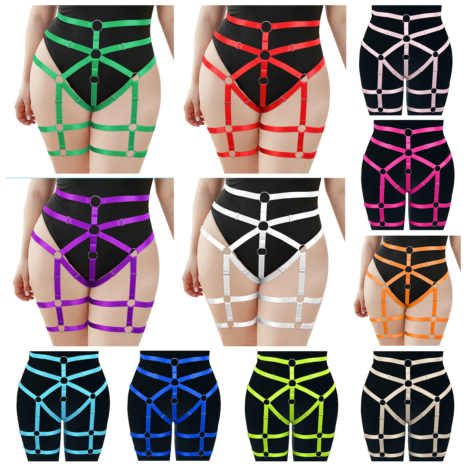 

Punk Sexy Plus Size Lingerie Stockings Garter Belt Cage Bands Thigh Adjust Suspender Body Bdsm Harness Fashion Waist Belt Goth